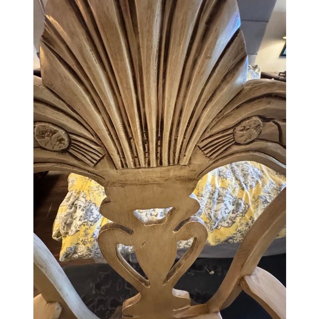 Wood Vintage Carved Shell Crest Cane Seat Accent Armchair For Sale - Image 7 of 8