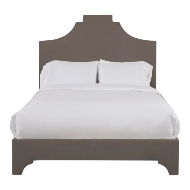 Nadine King Bedframe, Mushroom Velvet For Sale