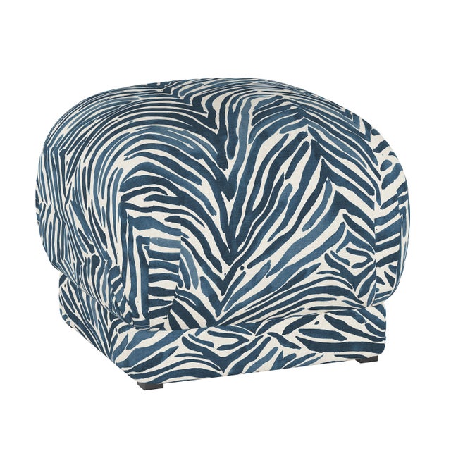 Ottoman, Washed Zebra Blue For Sale In Chicago - Image 6 of 6