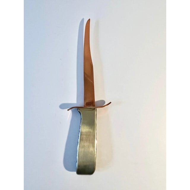 Copper and Brass Letter Opener with Hammered Side Handle For Sale In Los Angeles - Image 6 of 10