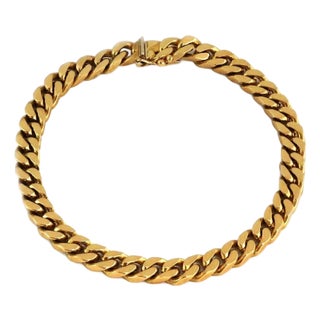 Mid 20th Century 18K Yellow Gold Classic Curb Link Bracelet For Sale