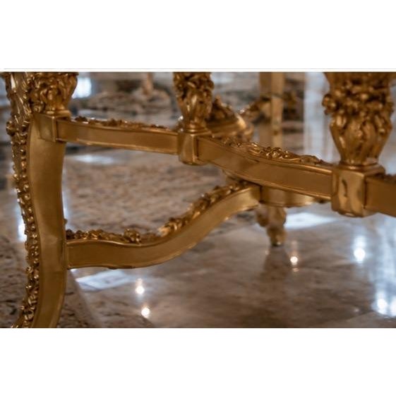 Baroque 1980s Italian Artisan Baroque Gold Beech Floral Center Table For Sale - Image 3 of 18