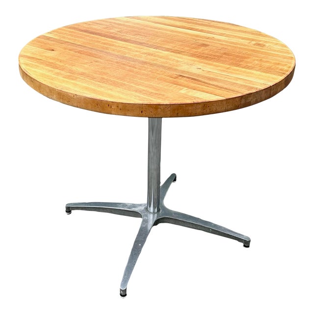 1960’s Mid Century Modern Eames Style Round Butcher Block Dining Table Pedestal Base Chairish