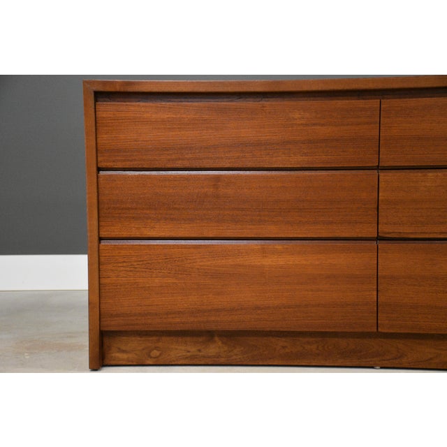 Brown 1960s Refinished Danish Modern Teak 60” Dresser For Sale - Image 8 of 9