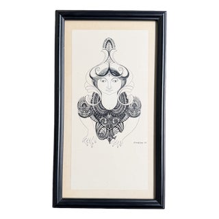 Stella Van der Auwera, Stylized Female Figure, 1976, Art Print, Framed For Sale