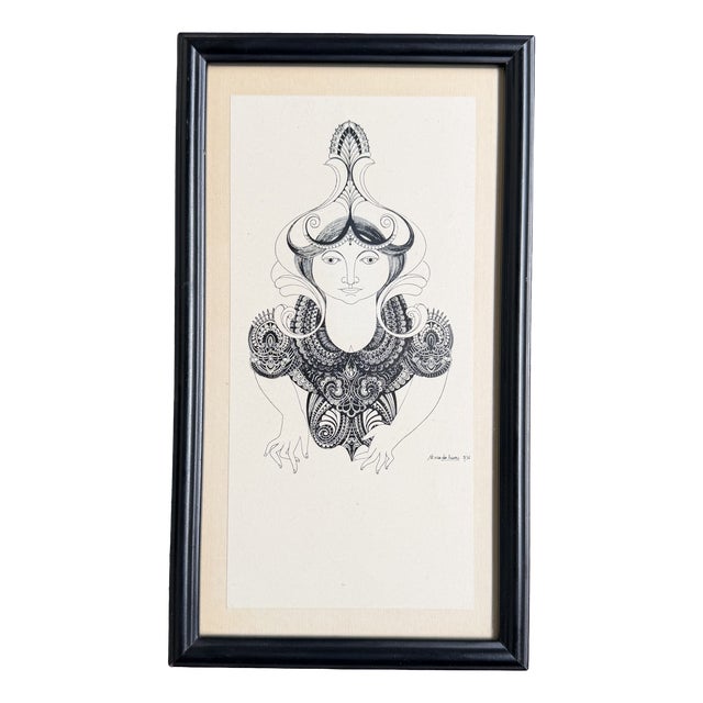 Stella Van der Auwera, Stylized Female Figure, 1976, Art Print, Framed For Sale