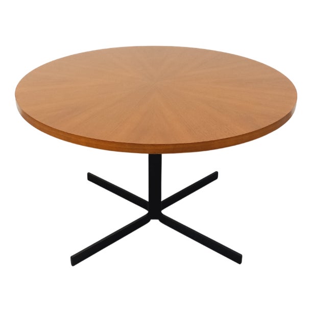 Large Vintage Scandinavian Style Coffee Table in Teak and Black Metal, 1960s For Sale