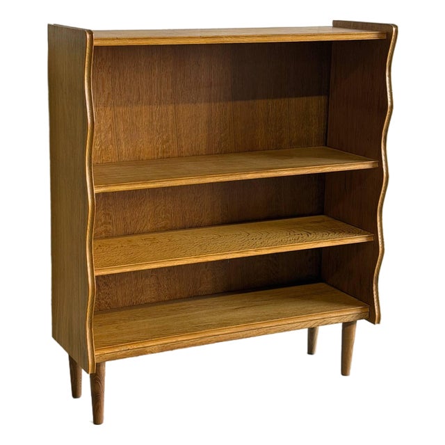 Oak Three-Tier Open Bookcase Danish Mid-Century Modern Display Shelf 1960s For Sale