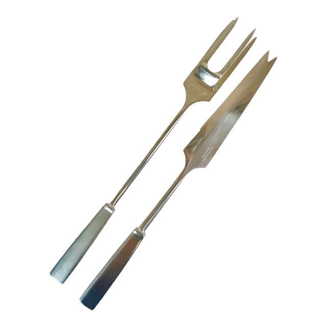 Mid 20th Century Italian Contemporary Modern Alfredo Guerra Stainless Steel Cutlery Set - 2 Pieces. For Sale