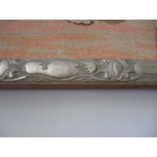 19th Century Flemish Tapestry Courting Scene in Original Ornate Frame For Sale - Image 9 of 10