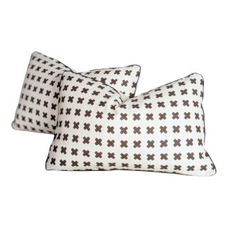 Quadrille China Seas Cross Check Lumbars in Brown For Sale