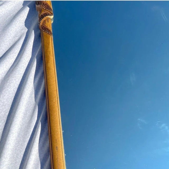 Goldenrod 1930’s Italian Carved Wood Draped Mirror. For Sale - Image 8 of 12