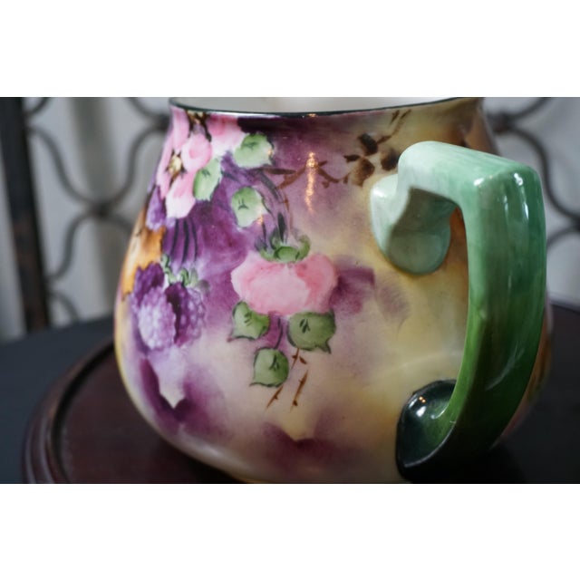 1900 - 1909 Antique William Guérin & Co. Limoges Hand-Painted Blackberry & Blossom Porcelain Pitcher, France, C. 1900–1910 For Sale - Image 5 of 8
