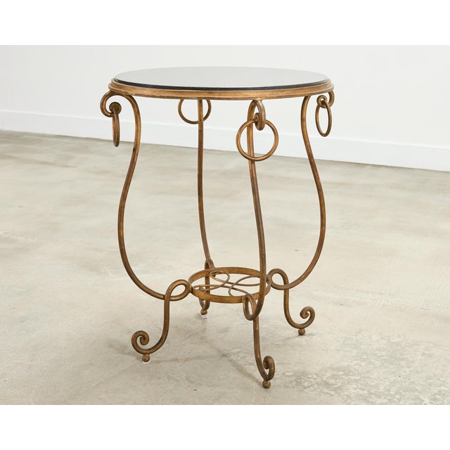 Rene Drouet Style Gilded Iron Granite Top Center Table For Sale - Image 13 of 15