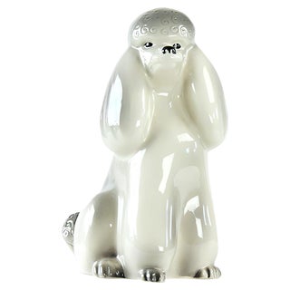 Vintage Poodle Statue in Porcelain from Jikohera, Czechoslovakia, 1960s For Sale