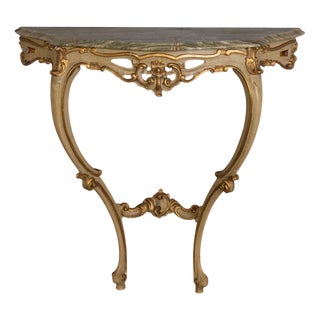 Baroque Style Wall Console in Gilded Wood and Onyx, 1890s For Sale