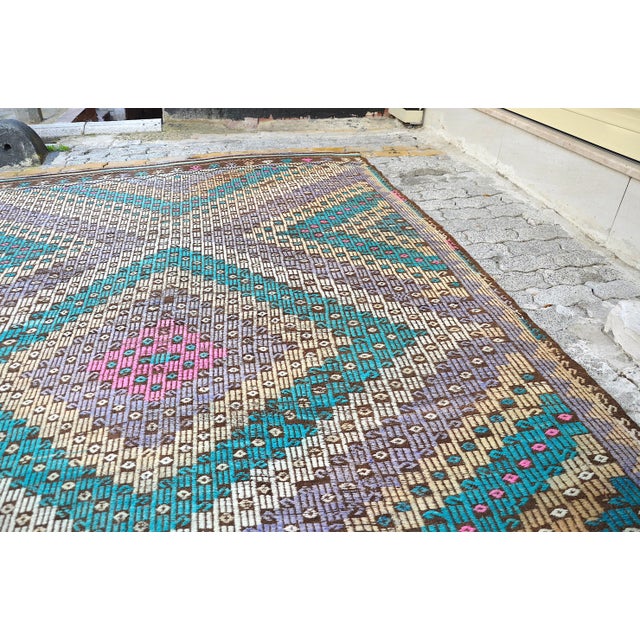 1960s Vintage Bohemian Turkish Rug For Sale - Image 9 of 11