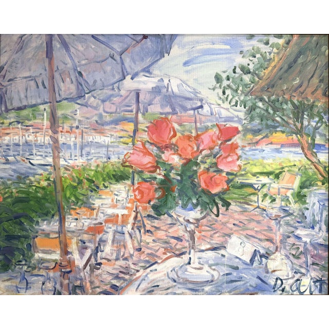 French 20th Century French Riviera Oil Painting “Déjeuner À Cap Ferrat” by Duane Alt For Sale - Image 3 of 12