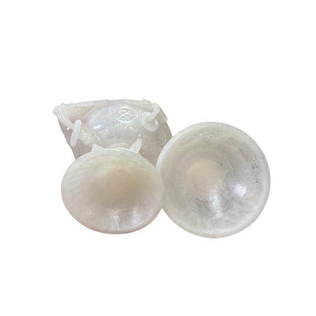 Asian Dragon Relief Carving White Stone Incense Holder Lidded Urn Ceremonial Vessel For Sale - Image 14 of 18