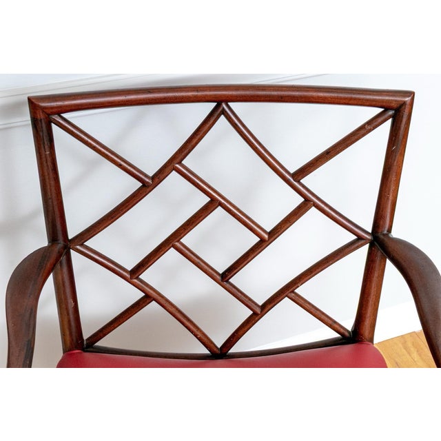 Chinoiserie English Georgian Chinese Chippendale Style Mahogany Cockpen Armchair For Sale - Image 3 of 18