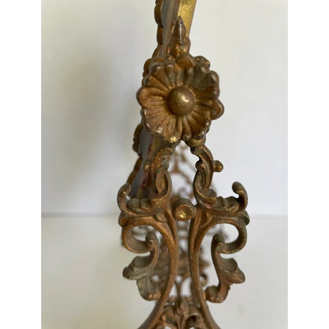 Metal Antique Swivel Ornate Cloverleaf Freestanding Vanity Mirror For Sale - Image 7 of 12