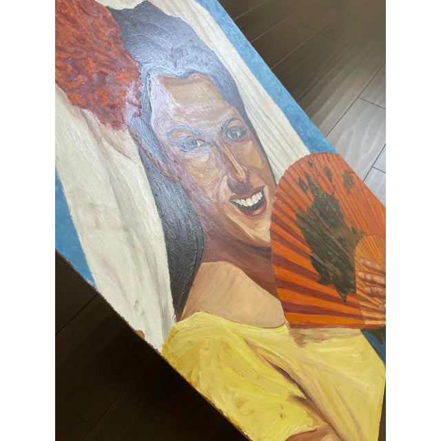 Vintage Oil on Cardboard Portrait Painting of a Flamenco Dancer For Sale - Image 9 of 13