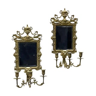 Girandole Mirrors with 3-Armed Candleholders, 1900s, Set of 2 For Sale