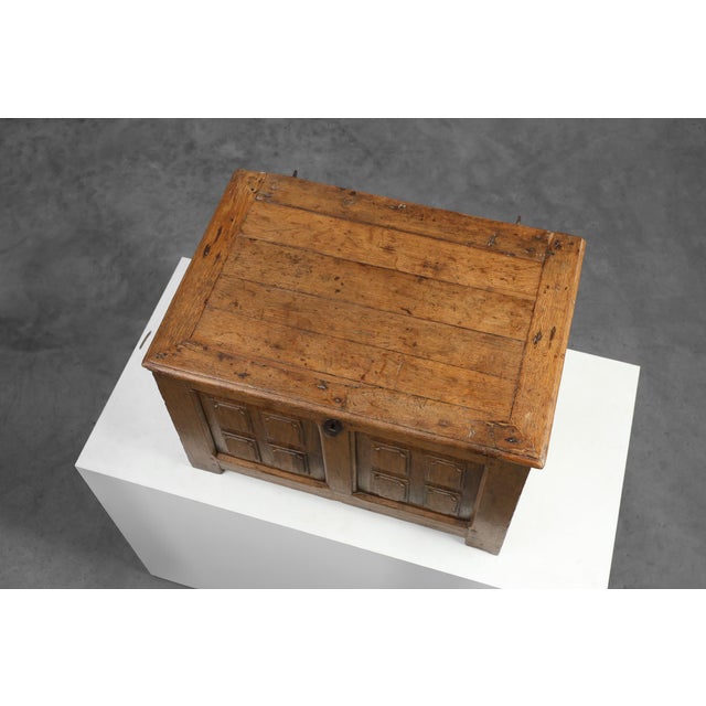 Rustic Oak Paneled Trunk or Chest, France, 18th Century For Sale - Image 11 of 16