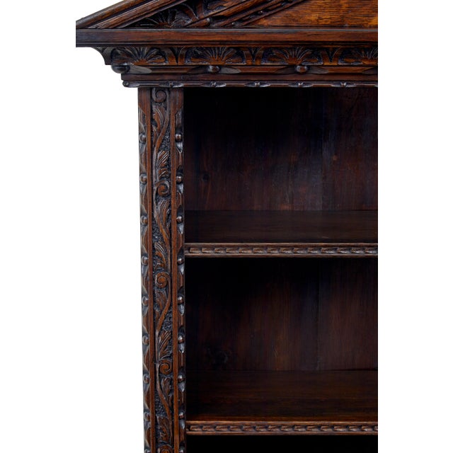 Antique Architectural Cabinet Bookcase in Inlaid Oak, 1880 For Sale - Image 3 of 10