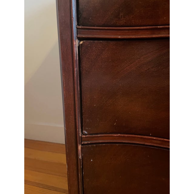 1940s White Furniture Company Solid Mahogany Federal Style Serpentine Dresser For Sale - Image 9 of 11