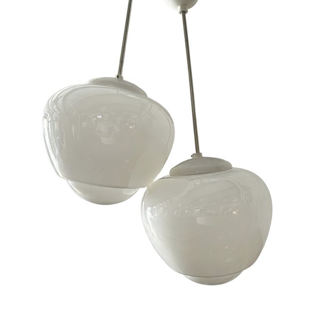 Large Czech Opaline Pendant Light by Napako, 1960s For Sale