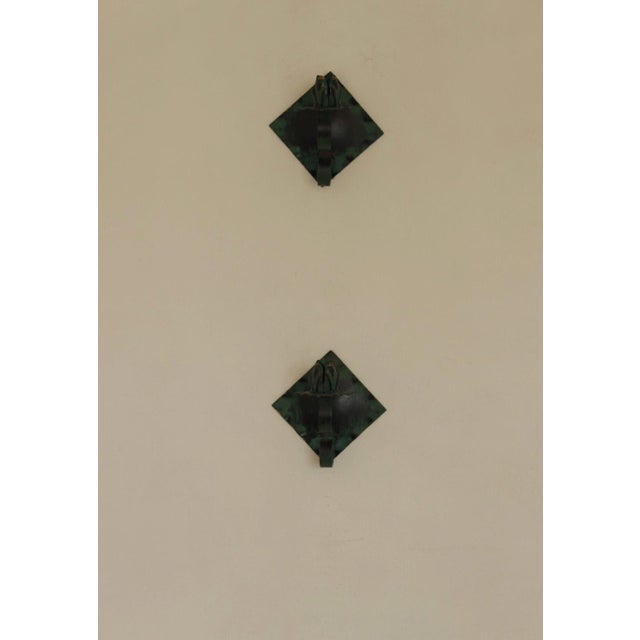 Vintage Swedish Verdigris Sconces in Metal, Set of 2 For Sale - Image 11 of 18
