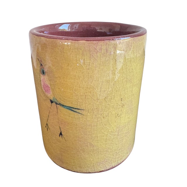 Polia Pillin Vintage Fillin Figural Studio Pottery Vase With Bird MCM California Art Pottery For Sale - Image 4 of 8