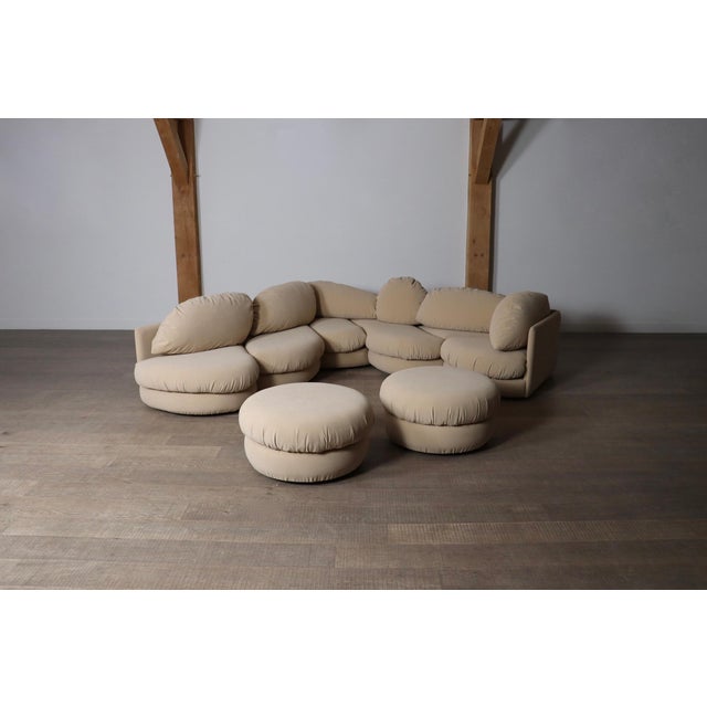Beige Beige Sculptural Sofa from Wiener Werkstätte, Austria, 1970s, Set of 7 For Sale - Image 8 of 8