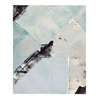 Mid 20th Century Abstract Ice Blue Black Monoprint For Sale