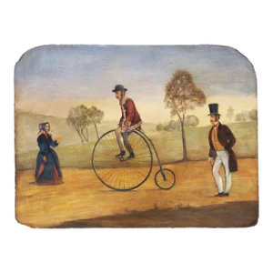 Antique American Oil Painting of a High Wheeler, Advertising Penny Farthing