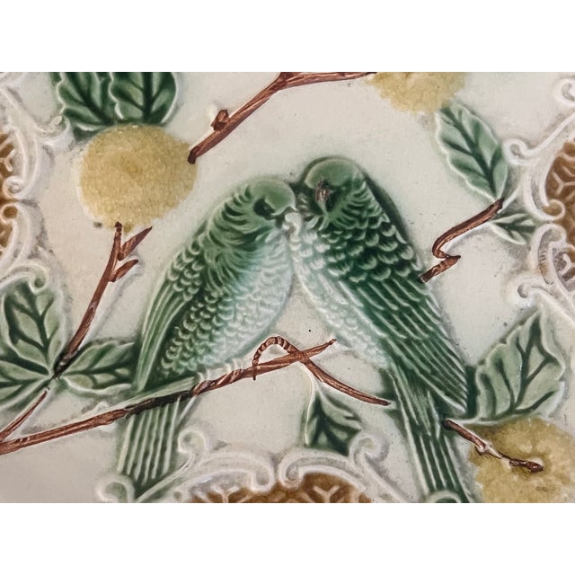 French Majolica Bird & Berries Plate C. 1890's For Sale In San Francisco - Image 6 of 8