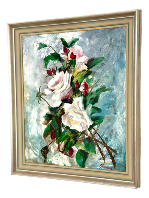 M. Hellberg, Flower Still Life, 1960s, Oil on Canvas, Framed