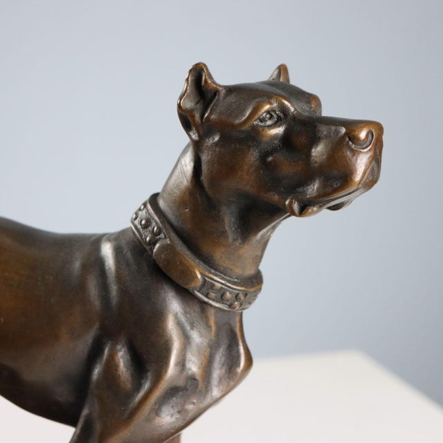 Bronze Dog on Black Marble Base For Sale - Image 3 of 8