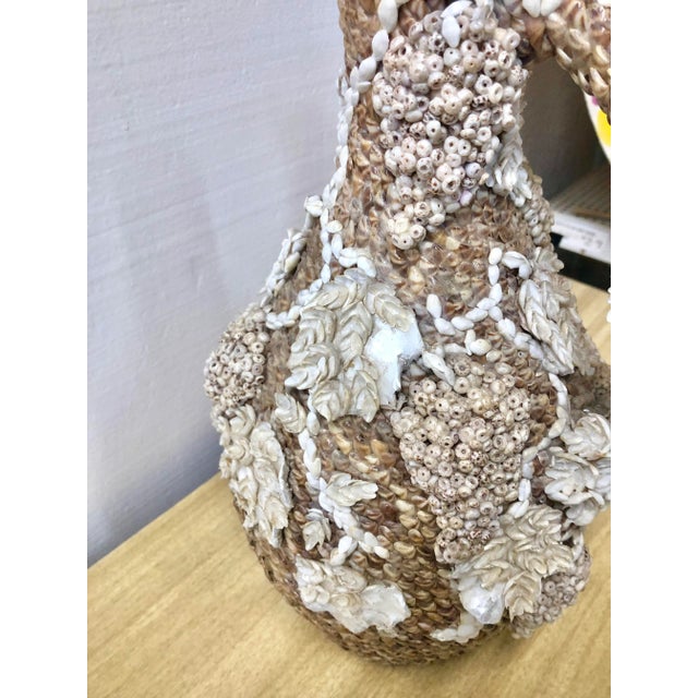 Ceramic Early 20th Century Shell-Encrusted Pitcher With Grapevine Design For Sale - Image 7 of 12