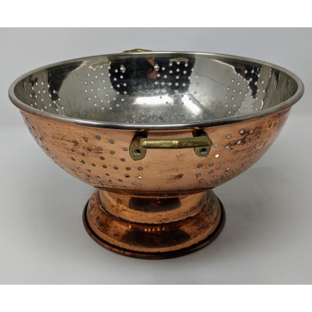Vintage Copper Colander With Brass Handles Chairish