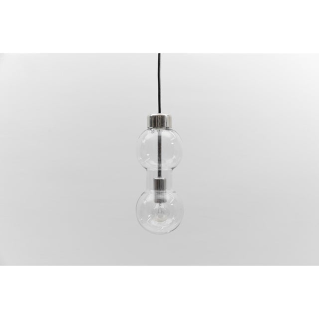 Silver Vintage German Space Age Glass Pendant Lamp, 1960s For Sale - Image 8 of 8