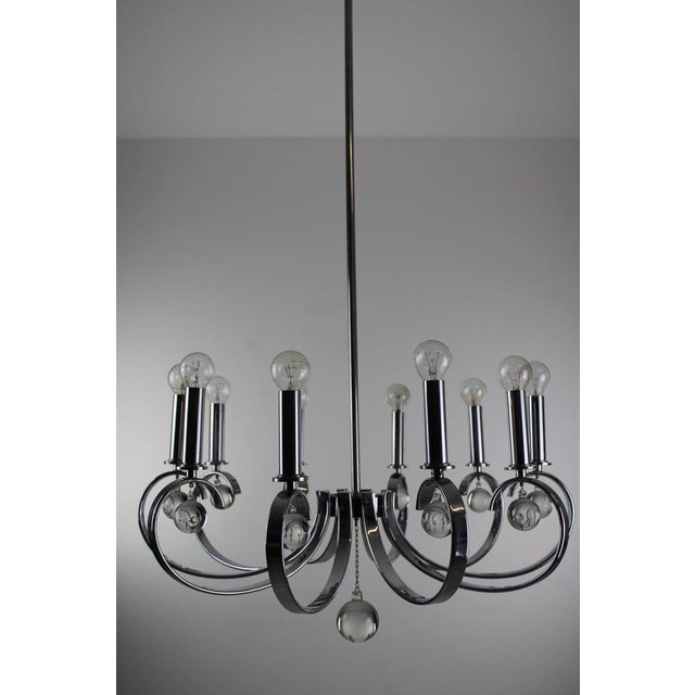 Crown Candlestick in Chrome with Crystal Glass Ball Pitch, 1920s For Sale - Image 6 of 10