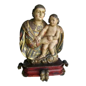Antique Spanish Colonial Statue of Madonna and Child