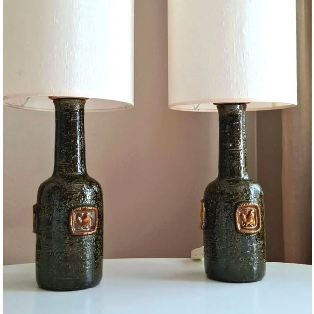 Medallion Table Lamps by Aldo Londi for Bitossi, Italy, 1960s, Set of 2 For Sale - Image 10 of 11
