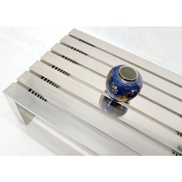 Large Chrome Rectangle Shape Slated Top Coffee Table For Sale - Image 10 of 11