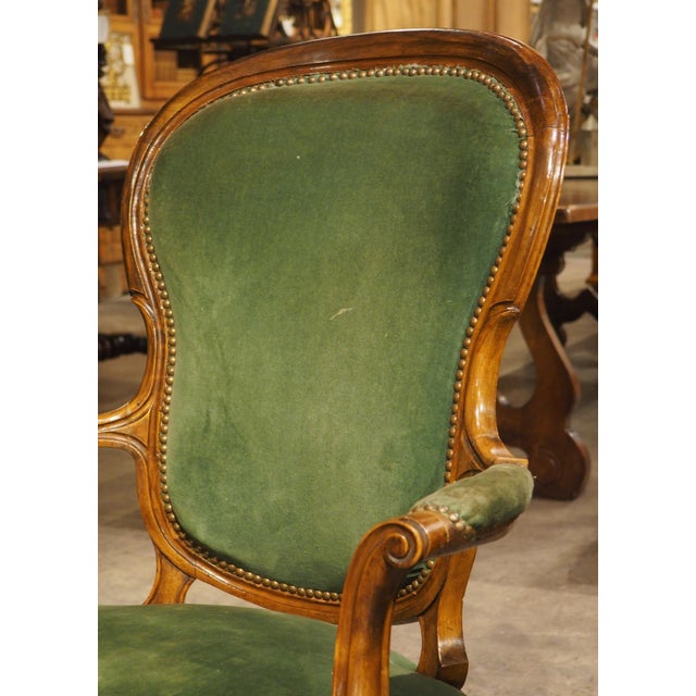 Pair of Antique French Walnut Violin Back Fauteuils, Circa 1885 For Sale - Image 17 of 18
