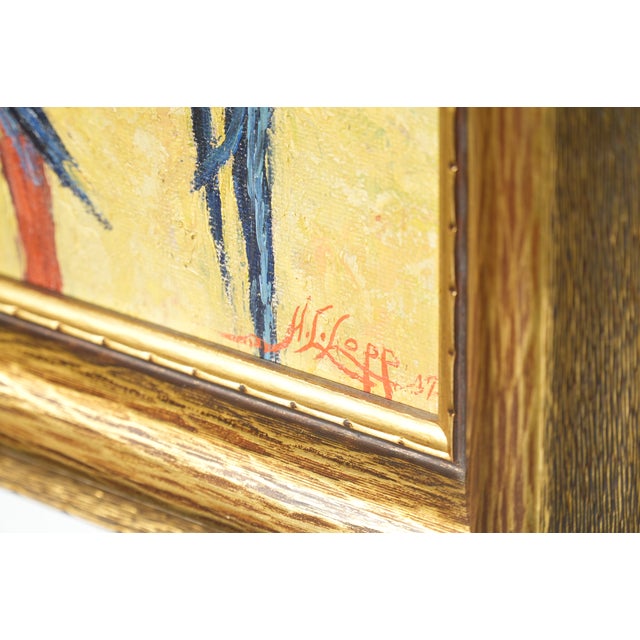 1930s 1937 Harry Leonard Lopp Framed Oil on Board Painting Parrots Signed & Dated For Sale - Image 5 of 5