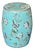Turquoise Blue Porcelain Flower Birds Round Barrel Stool Table For Sale