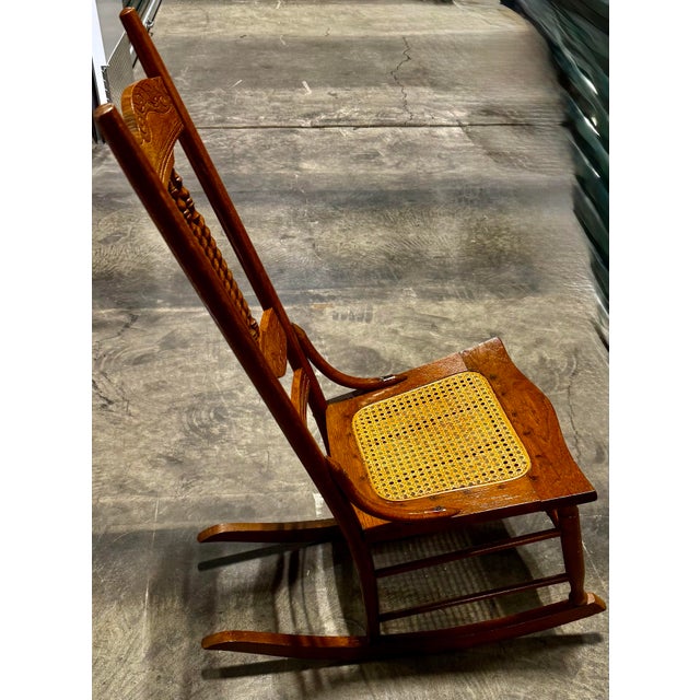 Victorian Antique Barley Twist Spindle Back Rocking Chair For Sale - Image 3 of 12